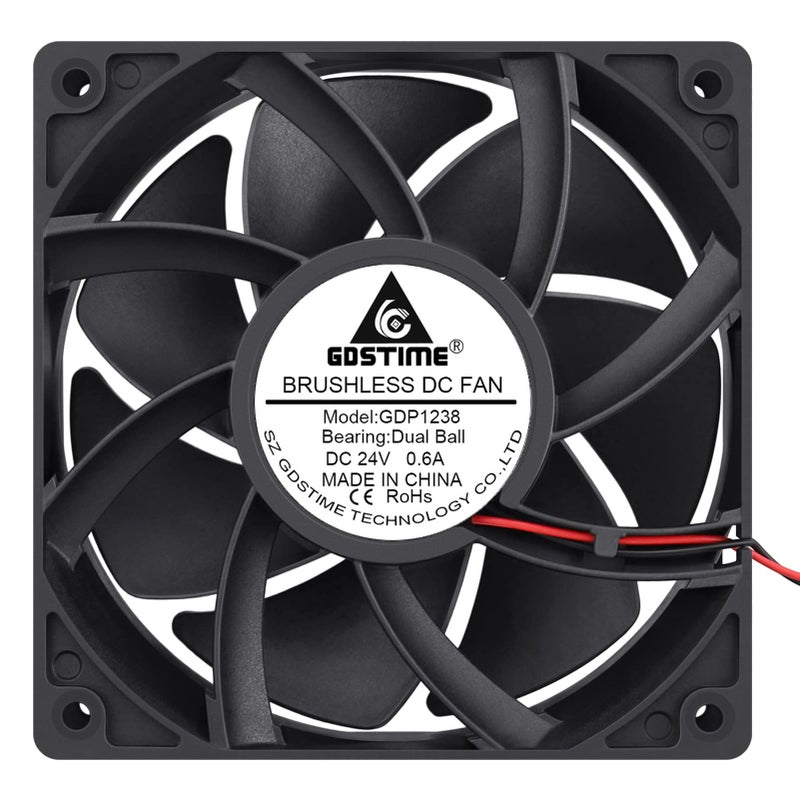 GDSTIME High Airflow 24V 120mm x 120mm x 38mm Dual Ball Bearing 5 Inch Brushless Cooling Fan - Image 1